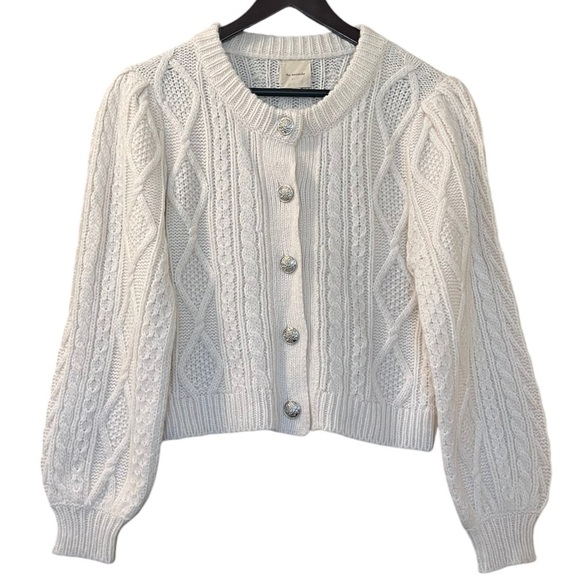 The Westside Sweaters - The Westside Cable-Knit Cardigan Alpaca Blend Sweater Sz‎ XS